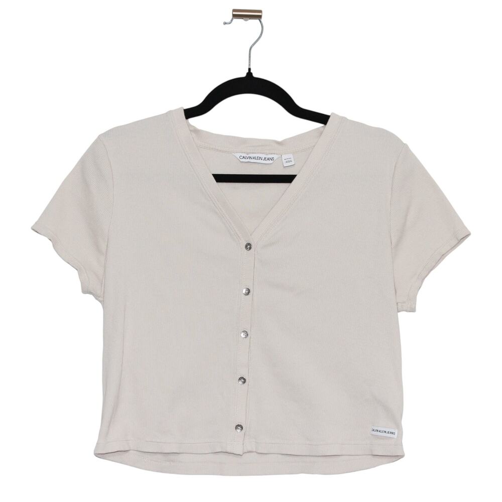 Calvin Klein Jeans Cream Cotton Crop Top Size XL